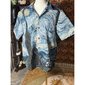 Rebel Vengeance Van Gogh Starry Night Tapestry Shirt Mens XL Button Down